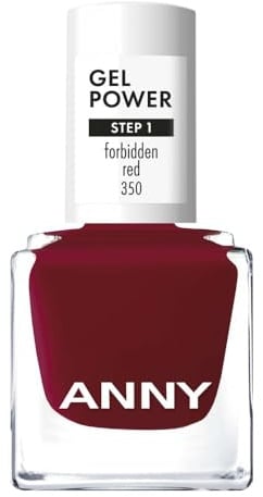 ANNY Gel Power Nail Polish – Gel-Farb-Nagellack ohne UV-Lampe, brillanter Glanz & bis zu 12 Tage Halt, splitter- & kratzresistent, Farbe: Forbidden Red - Tiefes Bordeauxrot – 8 ml
