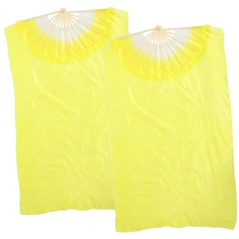 INOOMP Bamboo Belly Dance Fans with Long Silk Veil Lightweight Dance Fans for Women Traditional Chinese Performance Accessories