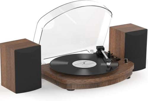 Retrolife Vinyl Record Player with External Speakers AT-3600L Cartridge | Belt Drive Turntable, Wireless Bluetooth Playback, Dual Stereo Speakers, 3 Speed, RCA Out, Vintage Vinyl Player