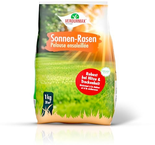 VERDURMAX 1 kg Trockenrasen Samen – DürreresistenterRasensamen für sonnige | Lagen, hitze- und trockenheitsresistent, tiefwurzelnd, schnell keimend und dauerhaft grün