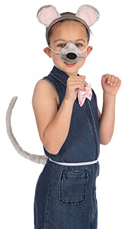 Adorable Grey & Pink Mouse With Sound Disguise Kit - Perfect for Dress-Up, Playtime, Animal Events, Parties, Cosplay, & More Halloween Halloween