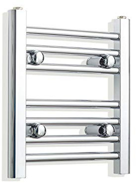 companyblue 350mm Wide Chrome Heated Towel Rail Radiator Flat Ladder for Stylish Bathroom (350 x 400 mm)