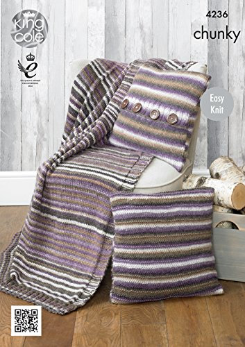 King Cole 4236 Knitting Pattern Blanket and Cushion Covers to Knit in Riot Chunky