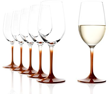 Stölzle Lausitz Weißweingläser Bronze Event 6er-Set 360 ml – Weingläser für schwere Weißweine & mittelschwere Rotweine – Edle Weißweinkelche mit bronzefarbenem Fuß & Stiel – Spülmaschinen- & stoßfest