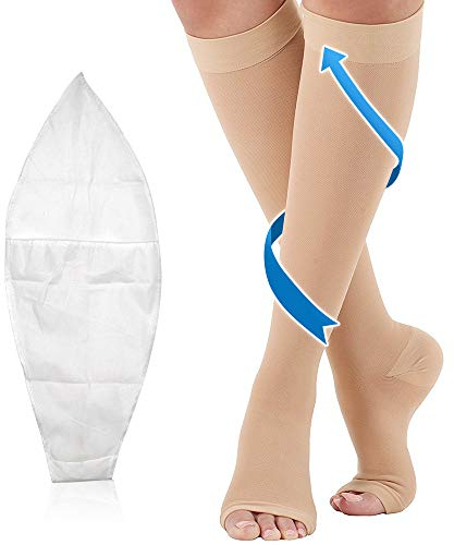 Medizinische Kompressionsstrümpfe Damen & Herren 20-30 mmHg, professionelle Pflege für Knöchel, Stützstrümpfe mit Gradientenkompression für Krampfader, Durchblutungsförderung -Fleischfarbe L