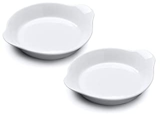 WM Bartleet & Sons 1750 TSET146 Set of 2 Traditional Porcelain Round Gratin, Cooking and Baking Dishes, 15cm – White