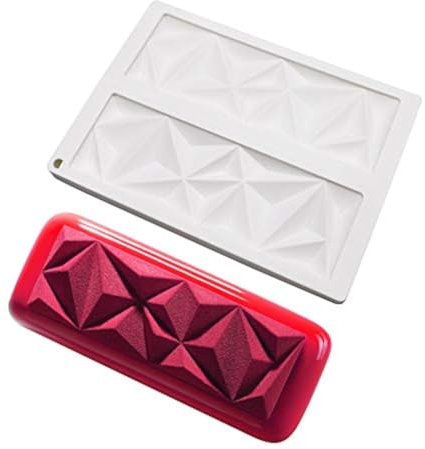 Moule de Gâteau Mousse, moules En Silicone pour Glace Chocolat Pâtisserie Dessert, 2 Trous Forme de Cornes de diamant rectangle