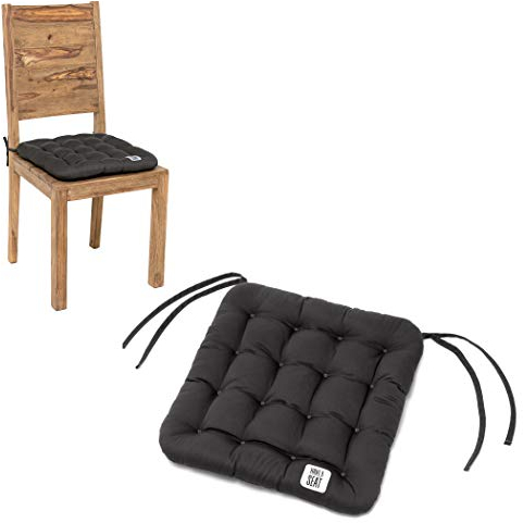HAVE A SEAT Luxury - Sitzkissen 40x40 cm (4 St.) - bequemes Stuhlkissen, orthopädisch, waschbar bis 95°C, Trockner geeignet, farbecht - Made in Germany - (40x40 cm - 4er Set, Grau-Anthrazit)