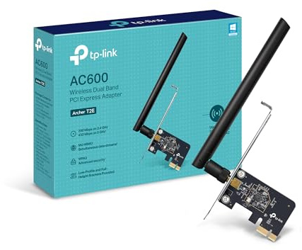 TP-Link PCIe WiFi Card AC600 for Desktop PC, Dual Band Wireless Internal Network Card(Archer T2E) High-Gain Antenna, MU-MIMO, WPA3, Low Profile, Supports Windows 10/11