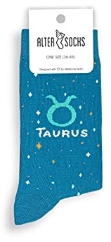 ALTER SOCKS Lustige Socken | Stier Sternzeichen Geschenk | Sternzeichen Socken Damen & Herren | witzige Strümpfe | Größe 36 – 45 (Stier (Taurus))