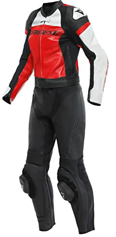 Dainese Mirage Lady 2 Piece Leather Suit Women's Motorcycle Suit Black/Lava-Red/White, 23