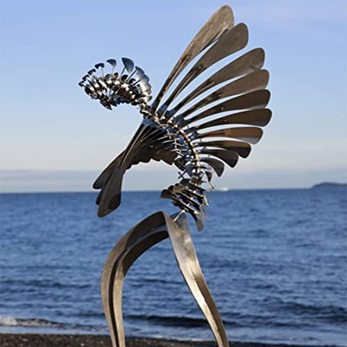 ITSHAY 3D windbetriebene kinetische Skulptur, einzigartige und magische Metall-Windmühle, Windspinner aus Edelstahl, Skulpturen bewegen Sich mit dem Wind, Windfänger im Freien Dekoration