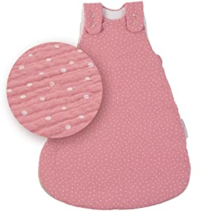 ULLENBOOM Schlafsack Baby 0-3 Monate, 56/62, OEKO-TEX Materialien, Musselin Rosa (Made in EU), 2,5 TOG - Baby Schlafsack für Frühling, Herbst und Winter