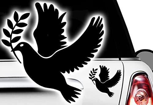 Generisch 2X Aufkleber Peace Friedenstaube Taube Love Sticker Punk 80er Hippie Flower Power Bird