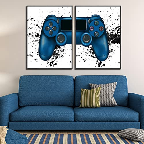 iYoucase Acquerelli Ragazzi Gioco Poster Stampa Gamepad Illustrazione Parete Arte Quadro Joystick Tela Quadri Per Bambini Camera Casa Decorazioni 50x70 cm x 2 Senza cornice