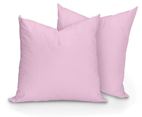 Hans-Textil-Shop 2er Set Kissenbezüge, 100% Baumwolle, Reißverschluss - Kopfkissen, Dekokissen, Couchkissen, Sofakissen (40x60 cm, Rosa)