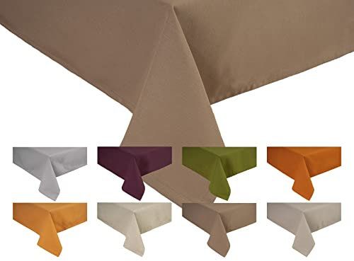 beties „Wunschton“ Tischdecke ca. 130x220 cm, Tischtuch, Tafeldeke in großer Sortiments- und Größenauswahl – EIN idealer Begleiter in Unifarbe (deep-Taupe)