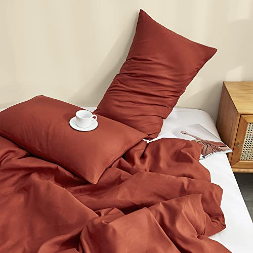 Omela Kissenbezug 40 x 80 cm 100% Mikrofaser Terrakotta Doppelpack Kissenbezüge Kopfkissenbezug 2er Set Super Weich Kissenhülle mit Reißverschluss
