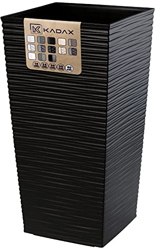KADAX Pflanzkübel mit Innentopf, Höhe 75.5cm, Schwarz – Wetterfester Blumentopf für Innen & Außen, ideal für Garten, Balkon & Terrasse, zum Bepflanzen, Dekorieren und als stilvoller Übertopf