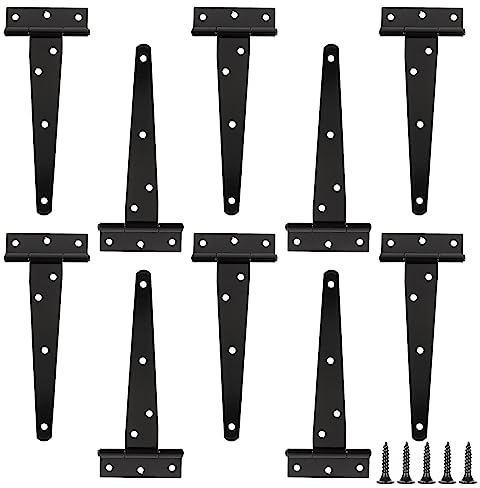 GOYADA - Bisagras de puerta pesada en T, resistentes y duraderas, con recubrimiento en polvo negro, 10 piezas con 70 tornillos, giro de 0 a 270 grados