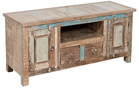 Biscottini Mobile tv soggiorno in legno di recupero 122x41x63 cm - Mobile soggiorno e mobiletto bagno salvaspazio - Mobile salotto porta tv