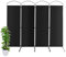 COSTWAY 221 x 188cm Raumteiler Trennwand, Paravent klappbar und abnehmbar, Sichtschutz 4 teilig, Room Divider Innen, aus Stoff, für mehr Privatsphäre und Flexibilität (Schwarz)