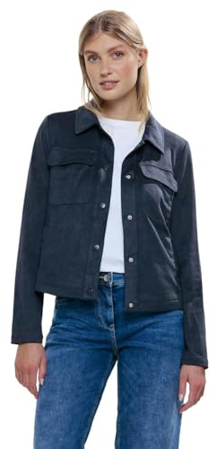 Cecil Damen B212116 Velours Kunstlederjacke, casual denim blue, XXL