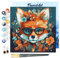 Figured'Art Mini Malen Nach Zahlen Erwachsene Mit Rahmen 20x20cm Kleines Format - Fantasie Fuchs mit Blumen - Paint by Numbers Basteln DIY Bastelset Leinwand gespannt auf Holzrahmen