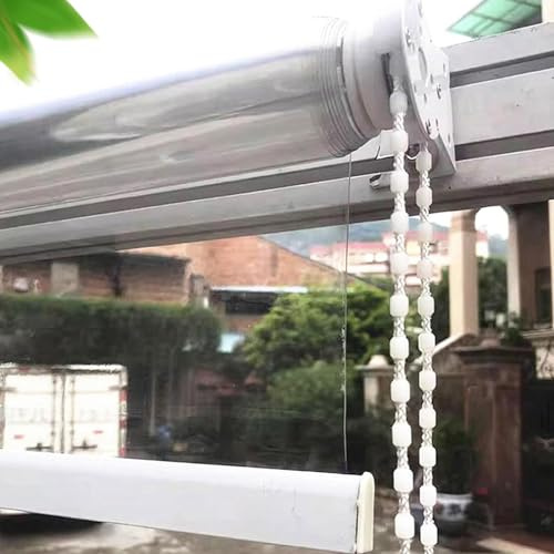 Pvc Rollo Transparent für Außenbereich,Durchsichtige Wasserdichte Rollos,Gazebo Balkon Veranda Outdoor Trennvorhänge,Schwerlast-Rollläden aus Kunststoff,Individuelle Größe,W×H-90×180cm/35.4×70.9in