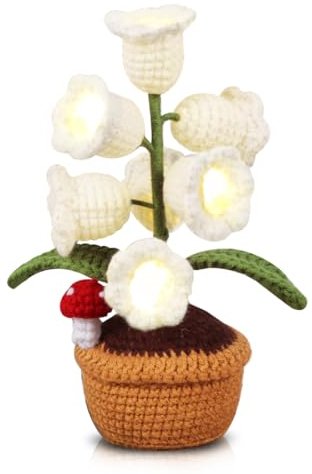 Wishstar Weiß Gestrickte Glockenorchidee Blume mit LED Lichtern, Maiglöckchen, 2 x 14 x 6 cm, Kunstpflanze, Dekoration, Orchidee, Valentinstag, Muttertag, Jahrestag, Geburtstag Geschenk