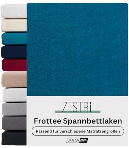 Frottee Spannbettlaken für Boxspringbett & Wasserbett | Petrol | 180x200-200x220cm | Extra Dickes Material 160g/m² | Oeko-TEX Made in Green, Hautsympathisch, Atmungsaktiv