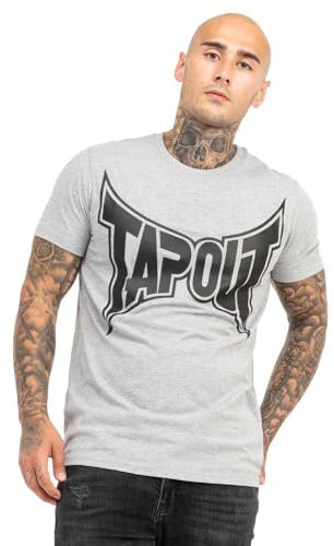 Tapout Herren Logo Tee T-Shirt, Marl Grey/Black, XL
