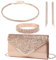 OUAYEMEL Damen-Handtasche mit Glitzer-Umschlag, Pailletten, Abend-, Hochzeits-Handtasche, Geldbörse, Brautschmuck, Abschlussball, Party, Schultertaschen, elegant, 4-teiliges Schmuck-Set mit