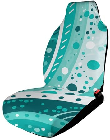 BTCOWZRV Autositzbezüge-Set, universeller Autositzschutz, atmungsaktiv, türkis und weiß, kreisförmig, für die meisten SUVs, Limousinen, LKWs