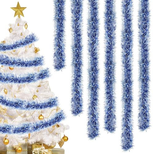 Ghirlanda Natalizia Blu, shallyong 5 PCS Ghirlanda di Natale Tinsel, Ghirlanda Albero di Natale, Natale Tinsel Ghirlanda, Tinsel Appendere Albero, Addobbi Natalizi per Albero
