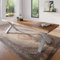 trelevo Esszimmertisch 240x100 cm, Akazienholz massiv, Tischplatte naturfarben, echte Baumkante, X-Gestell Silber, Baumkantentisch