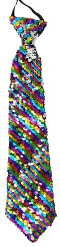 Unisex-Krawatte mit glitzernden wendbaren Pailletten, verstellbar, mit Reißverschluss, glitzernd, vorgebundene Krawatte, Mode, Halloween, Party-Kostüm