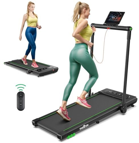 THERUN Walking Pad Laufband Klappbar mit (43cm) Breite Lauffläche, Doppelter Stoßdämpfend,Touchscreen, 2.5 PS Leise Elektrisches Laufband für Zuhause und Büro (XBD400)