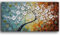 Fokenzary Handgemaltes Leinwandbild, abstrakte moderne Blumen, dicker 3D-Effekt, Messer, gerahmt, fertig zum Aufhängen, 50,8 x 101,6 cm
