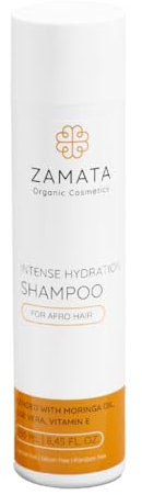 ZAMATA Feuchtigkeitsshampoo für Afro & Krauses Haar – Sulfatfrei mit Moringaöl, Aloe Vera & Zitronengras – Sanfte Reinigung für Haartyp 4 – 250ml