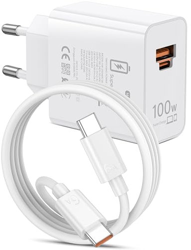 100W Supercharge Chargeur Rapide pour Honor 200 Pro Magic 7 Pura 70 Pro 2 Ports PD Chargeur Rapide avec 6A Câble USB C 1m pour Honor Magic6 Lite 5 Lite V2 V3 400 200 Lite Smart 90 X6b X8b Pad X8a 9 X9