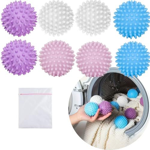 Trockner Ball,8 Stück Trocknerbälle Wäsche,Waschkugel,Wiederverwendbare Waschball,Trocknerbälle für Daunenjacken,Waschball für Waschmaschine,mit Waschbeutel,für Heim Kleidung Reinigung Wäsche