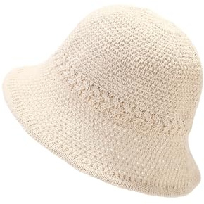 MUNSKT Crochet Bucket Hat for Women,Faux Straw Weaving Sun Packable Mesh Woven Soft Lightweight Beach for Spring Summer Fall (UK, Alpha, One Size, Beige)