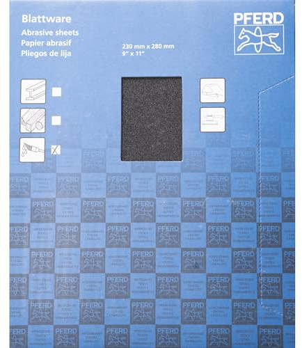 Pferd ECO W Paper Backed Abrasive Sheet, 9 x 11, Water Resistant, 80 Grit, Silicon Carbide (Pack of 50) - Part 46351