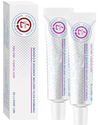 Adheza Dental Adhesive,Adheza Denture Fixative,Adheza Adhérence Prothèse Longue Durée,Thermoplastic Denture Adhesive,Colle de Prothèse de Prothèse,pour Prothèse Dentaire,Fixation Dentaire (2pcs)
