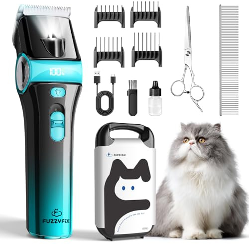 FuzzyFix Cat Clippers for Grooming with 5-in-1 Blade Cat Grooming Kit