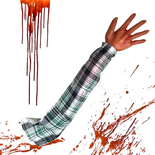 Fausse main – sanglante, bras court coupé pour Halloween, bras coupé réaliste, accessoire de faux membre de 55,9 cm | Décoration effrayante réutilisable pour Halloween, maison hantée, fête, cour, jard