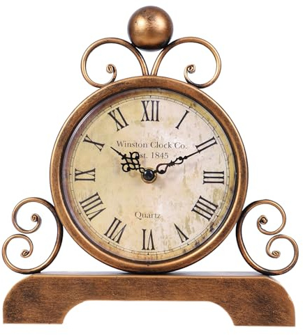 Moiubik Mantel Clock Quartz Classic Style Vintage Table Clock Roman