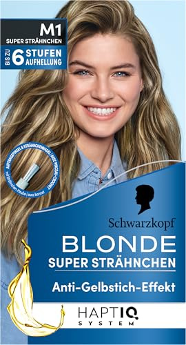 Schwarzkopf Blonde M1 Super Strähnchen (103 ml), Strähnchen Set für Öl-aktiviertes Haare Aufhellen mit HaptIQ System, bis zu 6 Stufen aufhellen für sonnengeküsste Strähnchen