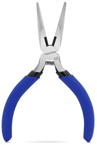 TOOLUTION 5 Inch Needle Nose Pliers, Jewelry Pliers Tool with Wire Cutter, Small Pliers Spring Loaded for Jewelry Making, DIY Crafts, Electronics Repair, Precision Work